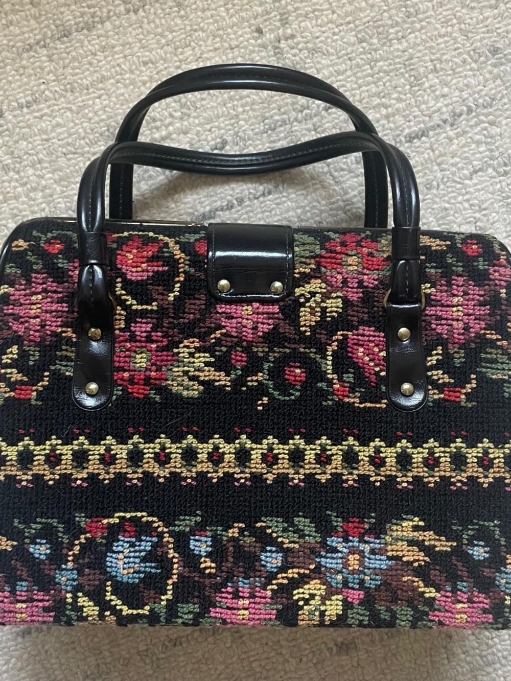 Vintage Floral Tapestry Bag